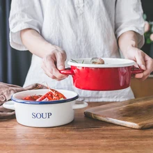 Японский стиль эмаль тушить горшок крем пудинг выпечки высокотемпературной печи специальный выпечки чаша Пан посуда