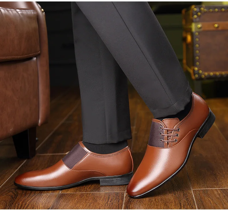 Производители рекламируют 2019 модные роскошные новые продукты из натуральной кожи деловые мужские туфли с острым носком Большие размеры