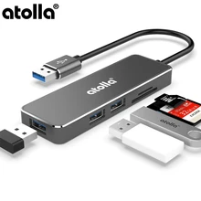 Atolla USB 3,0 концентратор активный алюминиевый 5 портов USB разветвитель адаптер с SD слот/TF(Micro SD) слот для чтения карт для MacBook iMac PS4