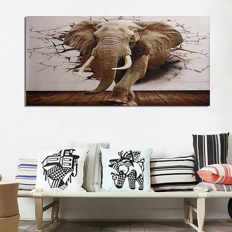 JX-LCLYL  3D Huge Silk Elephant Wall Sticker Mural Roll Modern Wall Background Home Decor