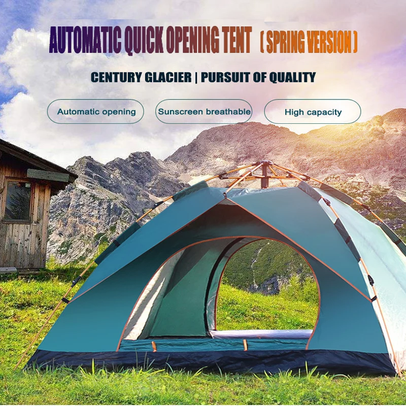 

Outdoor Camping Tent 4 Person Large Family Automatic 2 Man Easy Up Pop Camp Spring Tents Double Layer Waterproof Shade Camp Tent
