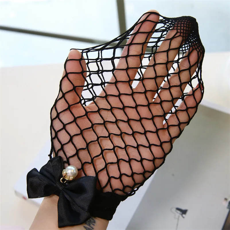 Solid Women Ruffle Fishnet Ankle High Socks Mesh Lace Fish Net Short Socks with Bow in Behind Two Color dropshipping 30AT3 01