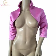 Walk рядом с вами свадебные куртки вечернее Болеро накидки атласные 3/4 с длинными рукавами Свадебные обертывания с воротником свадебные аксессуары