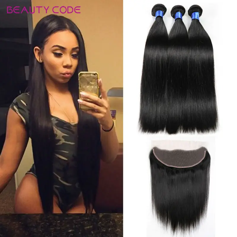 8A Full Frontal Lace Closure 13x4 With Bundles Straight Peruvian Virgin Hair With Closure Cheap Ear To Ear Lace Frontal Closure