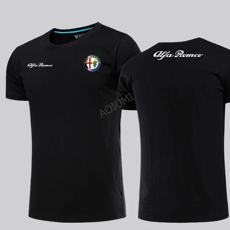 

Summer fashion T Shirt mens solid Alfa Romeo T-shirt O-Neck Short Sleeve T shirt