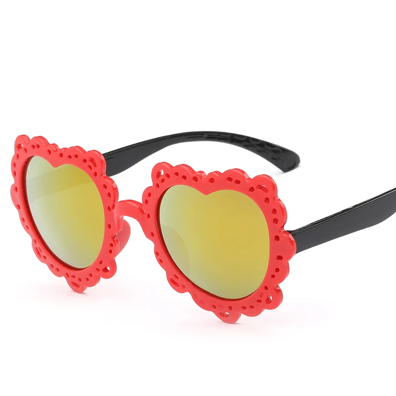Лаура Фея Мода цветок сердце форма дизайн солнцезащитные очки UV400 защиты дети мальчики девочки солнцезащитные очки oculos infantil