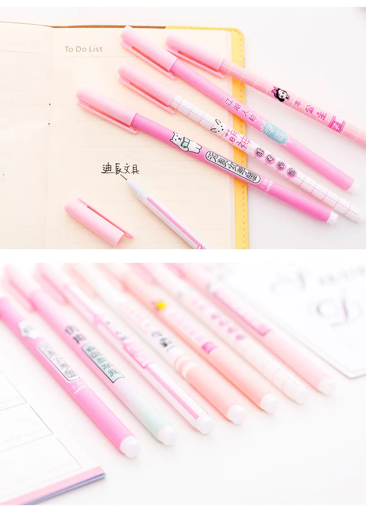 4 шт./лот, розовая серия, черные чернила, гелевая ручка подпись, ручка Escolar Papelaria, школьные офисные принадлежности, рекламный подарок, японские канцелярские принадлежности