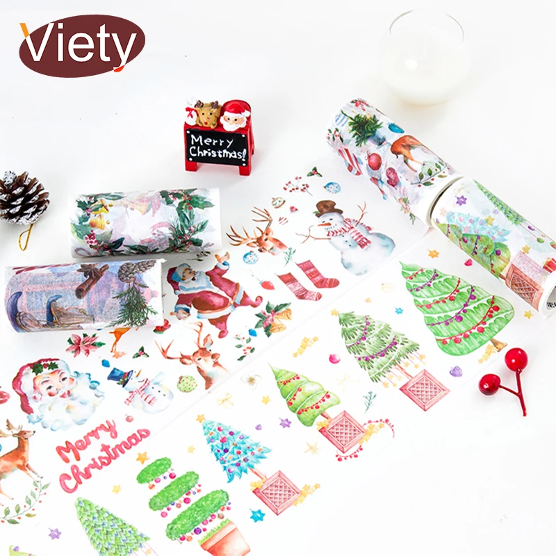 

10cm*5m Colored Christmas washi tape DIY decoration scrapbooking planner masking tape adhesive tape label sticker stationery