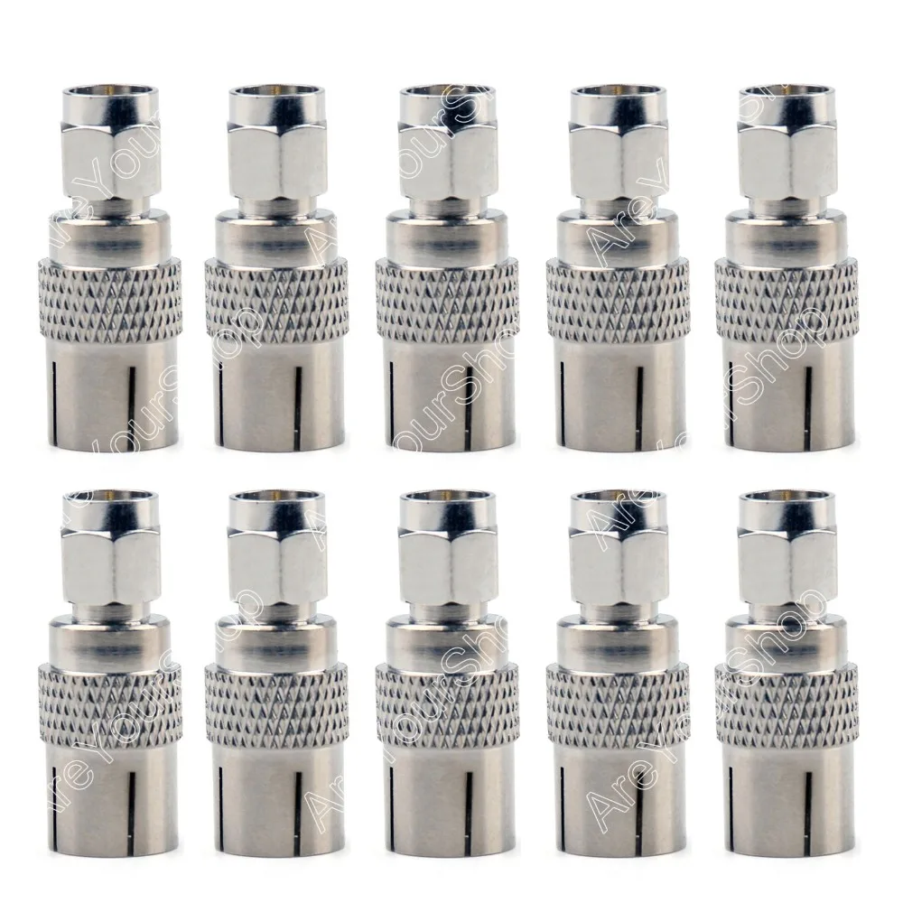 Sale 10Pc Adapter IEC PAL DVB-T TV Female Jack To SMA Plug Male Connector Straight F/M High Quality minijack plug Wire Connector sale 10pcs adapter rp sma female plug to rp sma female connector straight reticulated high quality minijack plug wire connector