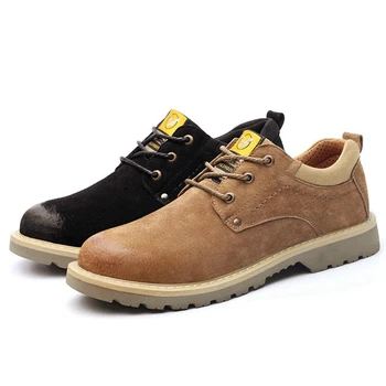 

British fashion men big size steel toe caps working safety shoes anti-puncture soft leather sneakers tooling security boots male