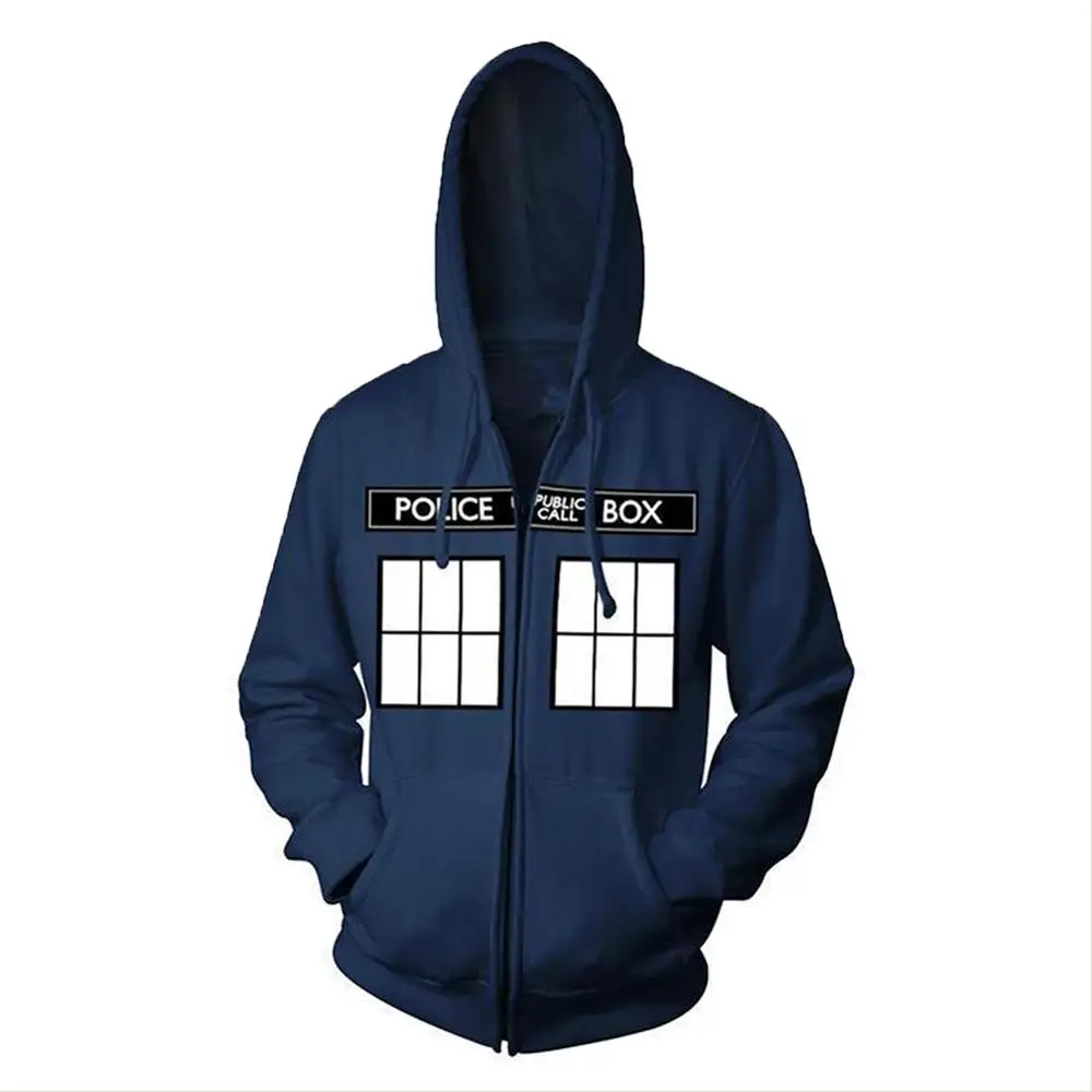 

Doctor Who Cosplay Hoodie 3D Print Hood Jacket Coat Zipper Up Hoodie Sweatshirt