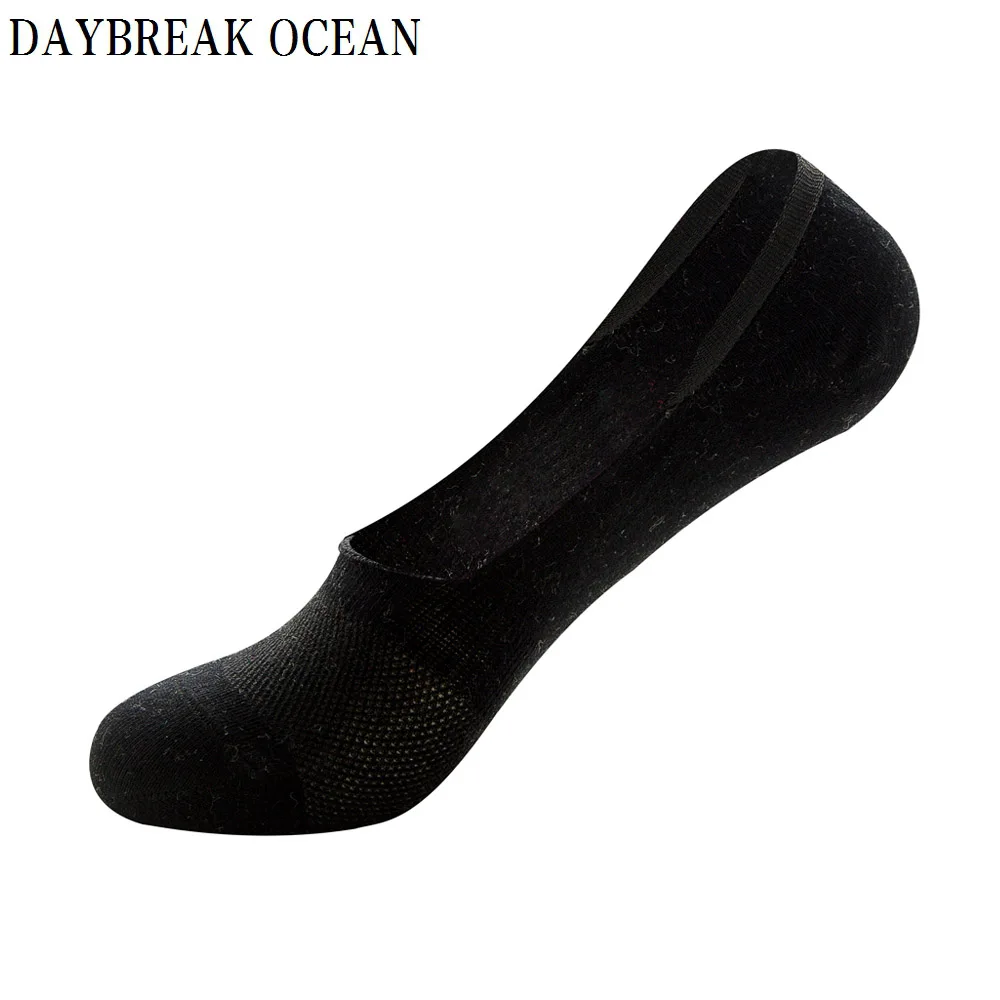 Черные, белые, серые модные повседневные мужские носки, высокое качество, Banboo& хлопковые носки, невидимые тапочки, неглубокие сетчатые носки - Цвет: New Black