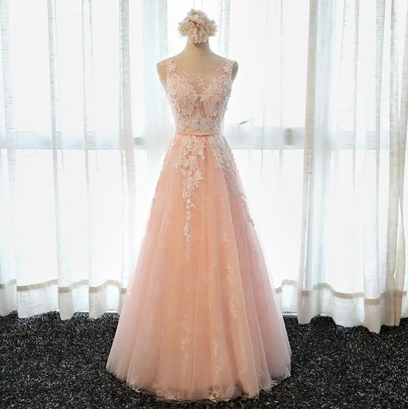Реальное изображение Robe De Soiree кружевные розовые длинные вечерние платья для невесты, банкета, элегантные вечерние платья длиной до пола