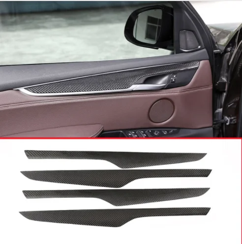 

4pcs Real Carbon fiber Interior Door Decoration Panel Cover Trim Car Accessories For BMW X5 F15 X6 F16 2014-2018