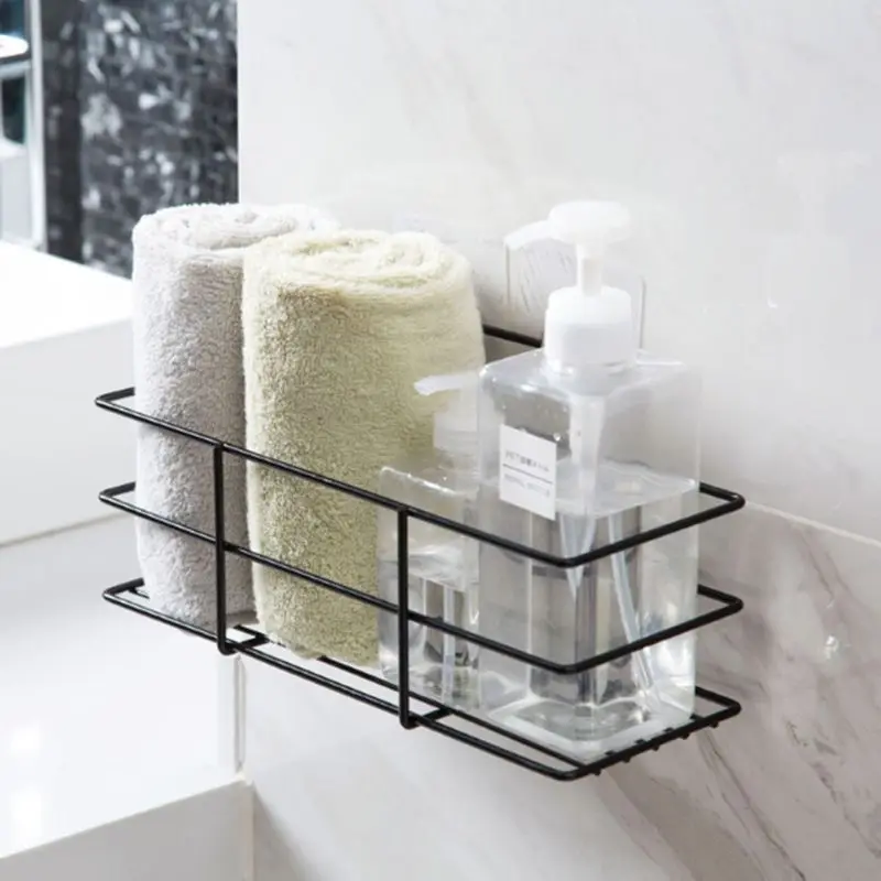 الحديد الحمام دش الشامبو الرف لاصق تخزين رف منظم مطبخ سلة شحن اللكم لوازم