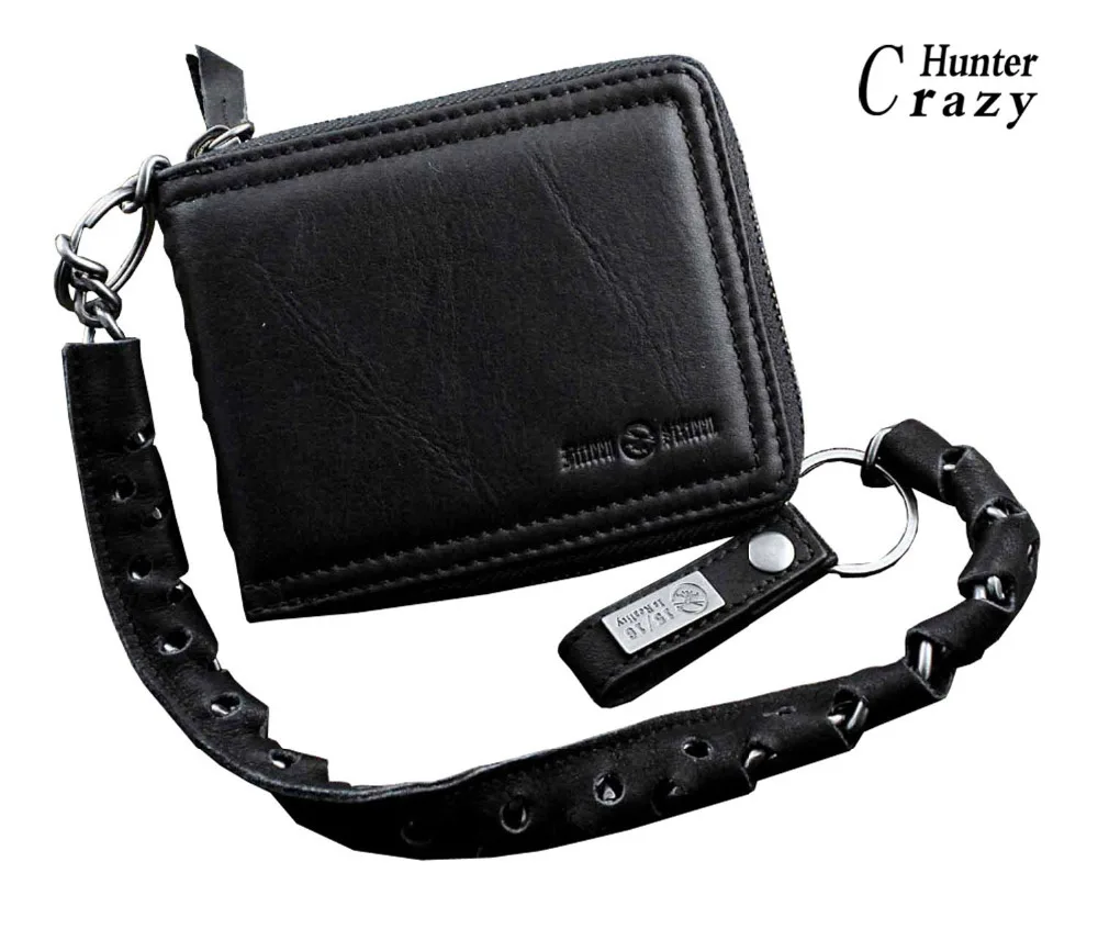 Black Leather Wallet For Man W/ Belt Chain Motorcyle Gothic Rock EMOleather wallet for men