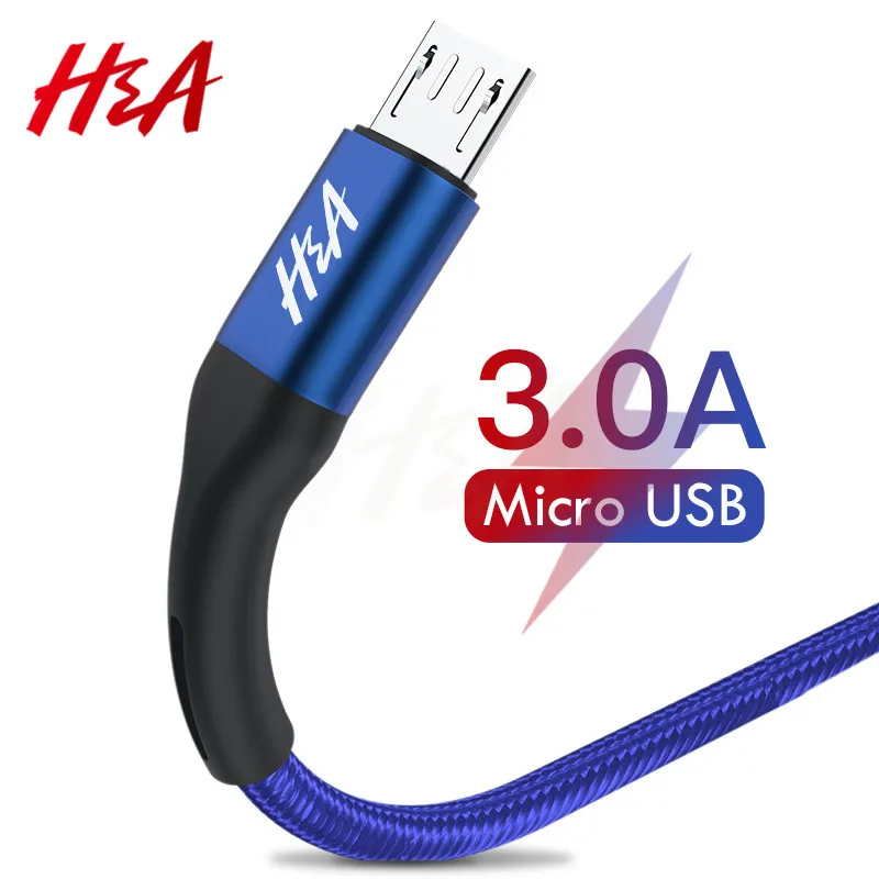 

H&A Micro USB Cable 3.0A Fast Charging For Samsung S7 Phone Data Charging Cable for Xiaomi Redmi Note 5 4 Android Micro Cables