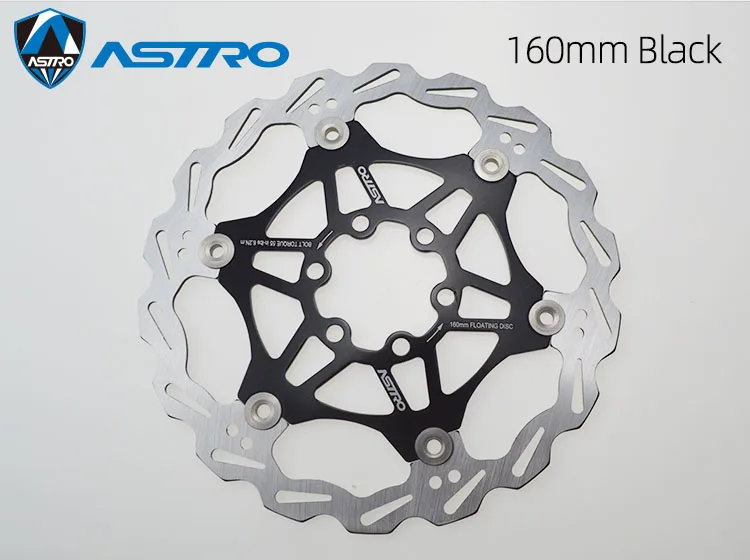 ASTRO MTB велосипед плавающий дисковый тормоз AL7075 CNC горный велосипед тормозные роторы 160 мм/180 мм/203 мм гидравлический дисковый тормоз части велосипеда - Цвет: 160 Black 1pcs