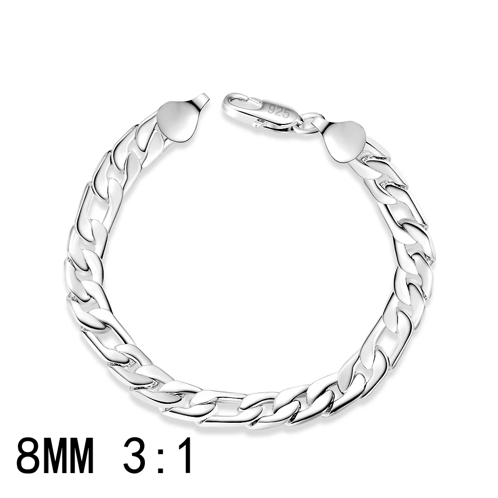 

New JEWELRY Wrist Chunky Men's Bracelets Silver Tone Hand Chain Bracelets Curb Link Jewelry For Mens Gift S260