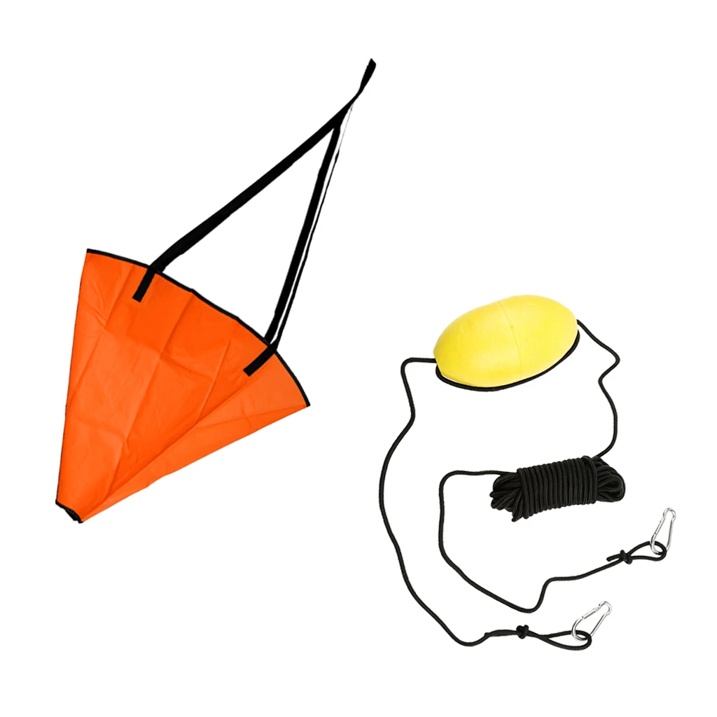 

30' / 9.1 Meters Kayak Tow Rope Throw Line Floating Anchor Rope with Steel Buckle + 18' Drift Sock Sea Anchor