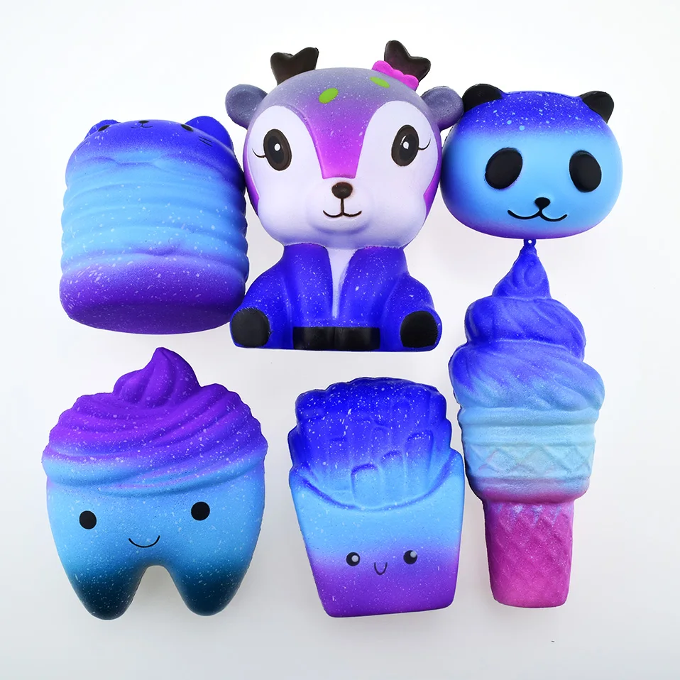 Дропшиппинг 2018 Jumbo Squishy Galaxy милые животные Олень гамбургер зуб панда мороженое