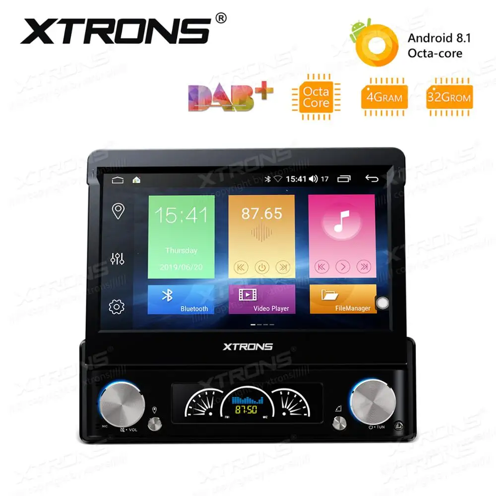 XTRONS Android 8.1 Car Stereo 7 Inch HD Digital Multi-touch Screen Bluetooth Head Unit Car Radio Multimedia Player Supports Wifi GPS Full RCA Output OBD DAB 1080P Video for Land Rover 
