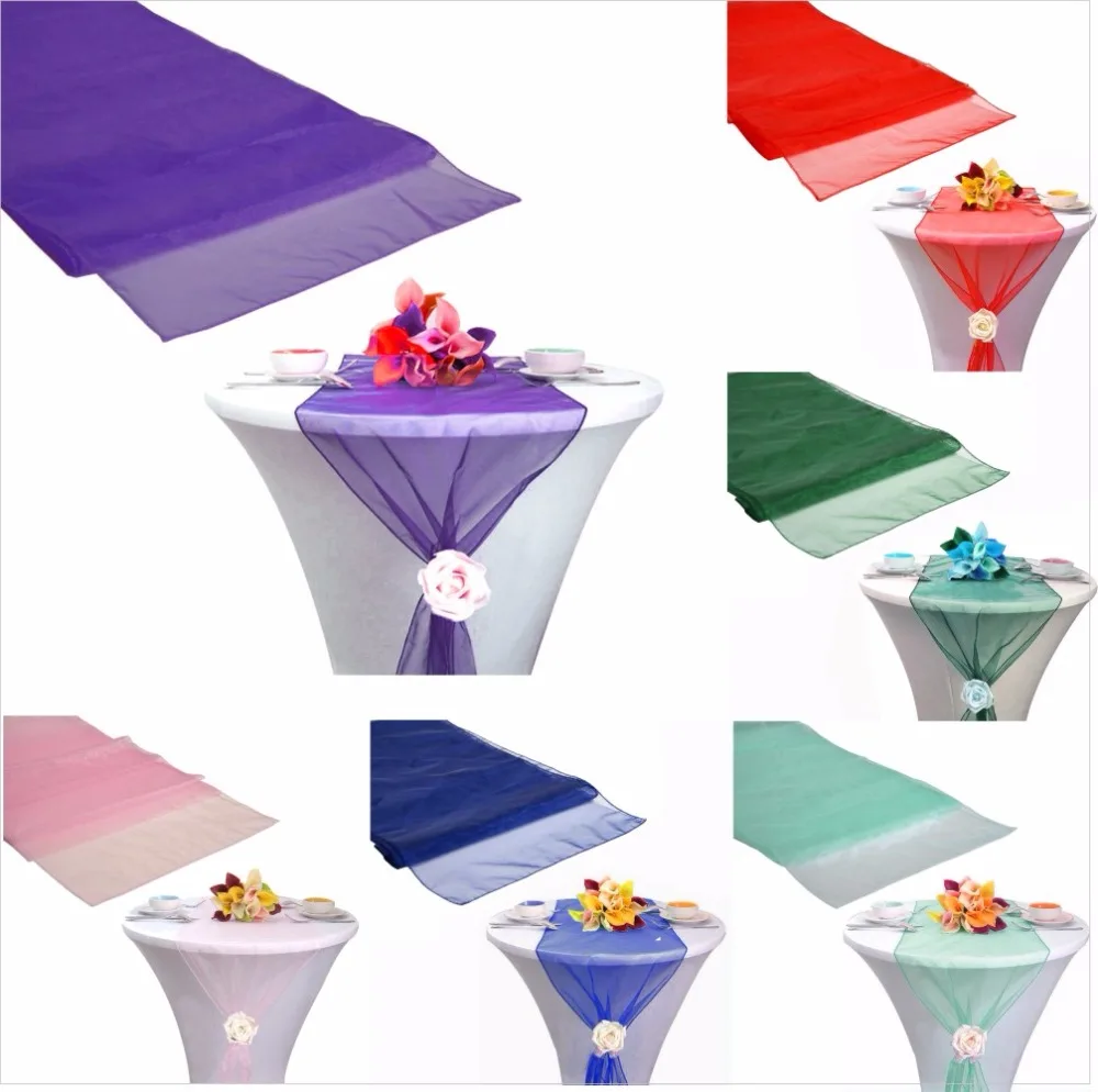 Table Runner Organza Wedding Party Decoration Roll Crystal Tulle Plum
