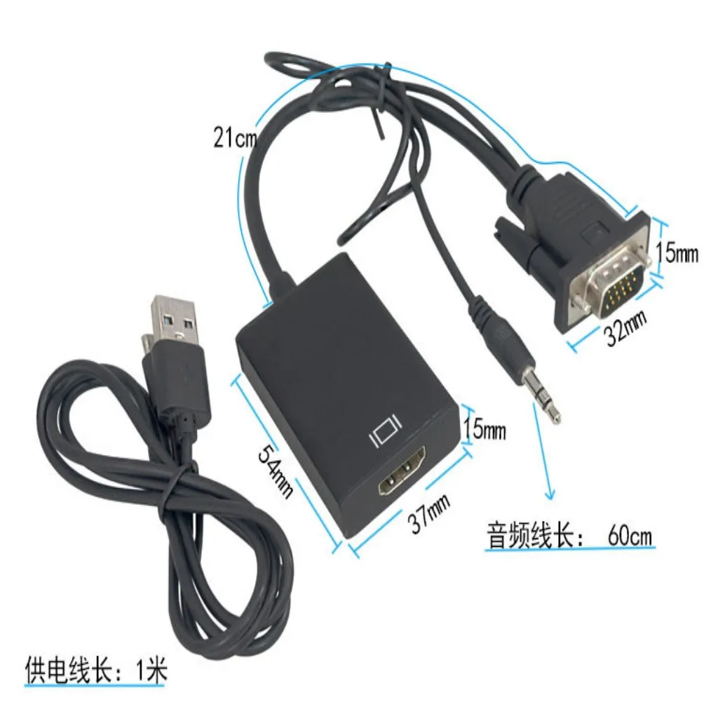 VGA+ USB к HDMI Кабель-адаптер Кабельный адаптер-переходник для ноутбука HDTV Projecto Новое поступление Мода