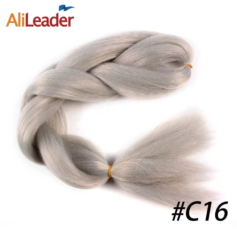 AliLeader Джамбо косички плетение волос 1 шт./партия 24 дюйма длинная коса для вязания крючком косички японское волокно синтетические волосы для наращивания - Цвет: # Серебристо-Серый