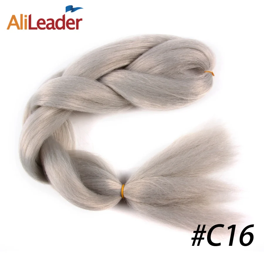 # Серебристо-Серый AliLeader Джамбо косички плетение волос 1 шт./партия 24 дюйма длинная коса для вязания крючком косички японское волокно синтетические волосы для наращивания - Цвет: # Серебристо-Серый