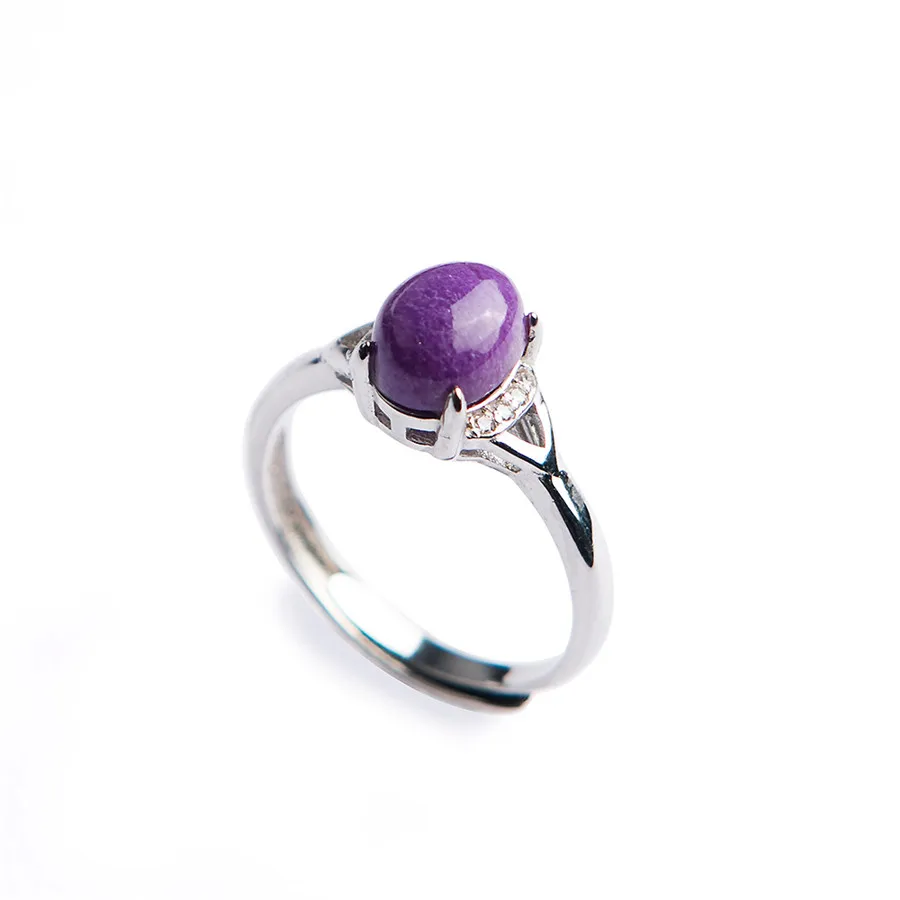 Из натуральной Sugilite Самоцветы Фиолетовый Кристалл Камень Регулируемая Размеры Для женщин Юбилей кольцо 8*6 мм