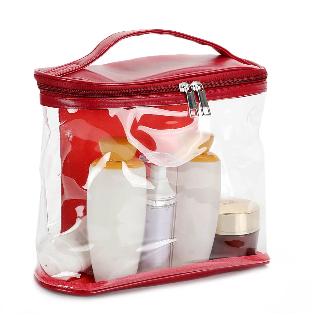 

Hot Sale PU PVC Transparent Cosmetic Organizer Handbag Travel Women Lady Makeup Bags Make Up Tool Storage Bag Cheap Popular