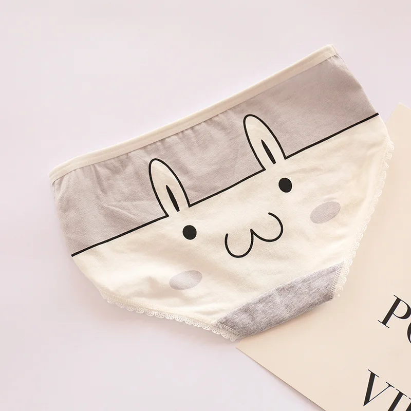 HUIGUAN Young Girl Student Rabbit Patterned Cute Panties Women Soft Cotton Underwear Brethable Seamless Briefs Ladies Lingerie