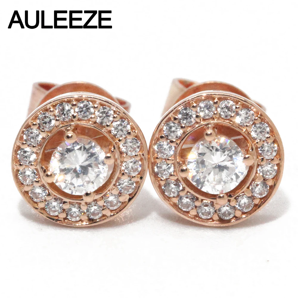 

Solid 9K White Gold Stud Earrings Unique Minimal Prong Setting 1.6CTTW Simulated Diamond Lady Engagement Wedding Earrings