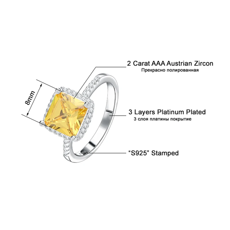 ORSA JEWELSl Женское Обручальное Кольцо образец элегантный 2 карат AAA желтый циркон с прозрачным цирконием для женщин обручальное кольцо AOR57