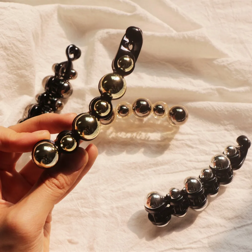 

10CM Pea Shape Elegant Pearl hair clips for women Hairpins Women Fashion French Hair Barrettes Accessories Banana Hair Clips