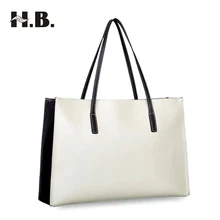 HIBO de Mano de Las Mujeres Blanco/Negro Grande del Bolso del Cuero Genuino de Las Mujeres Bolsos de la Señora Bolsos de Diseño de Alta Calidad Bolsos de Mujer
