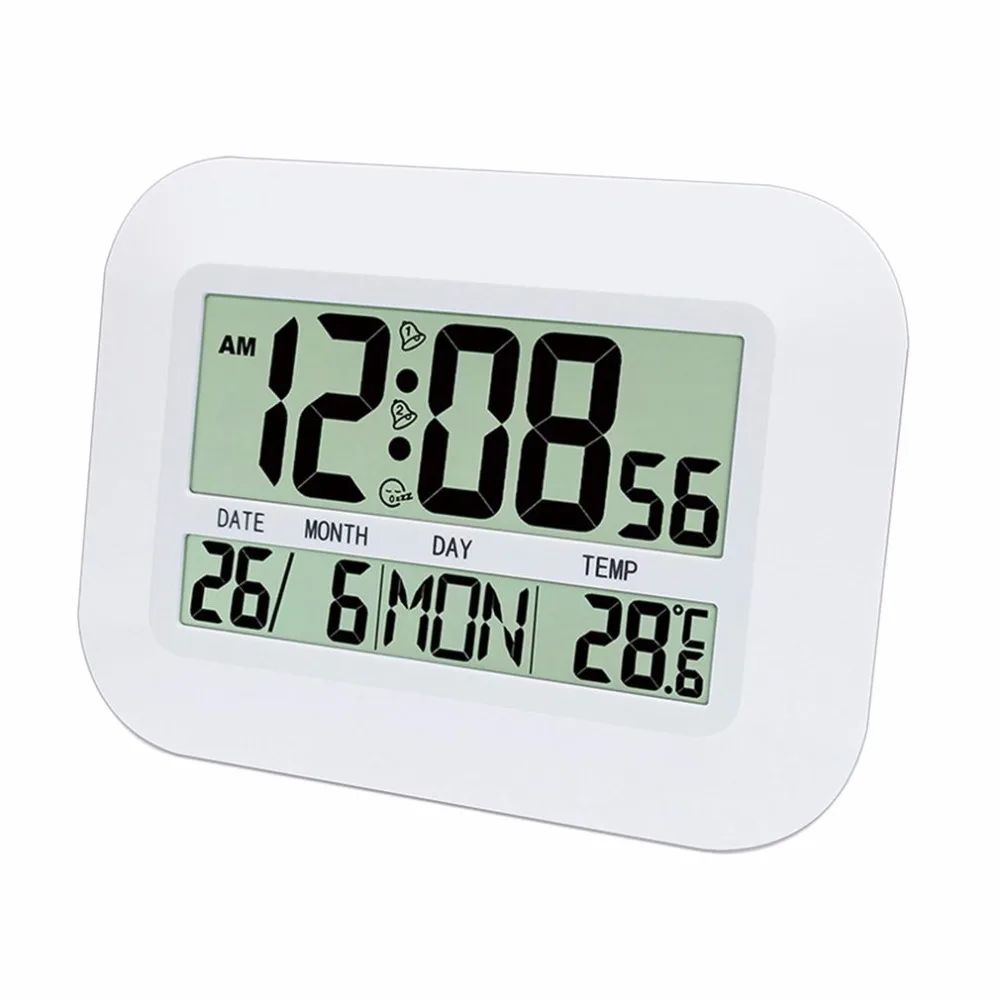 Household Use Large LCD Display Digital Calendar Simple Living room Silent Hanging Clock Desktop