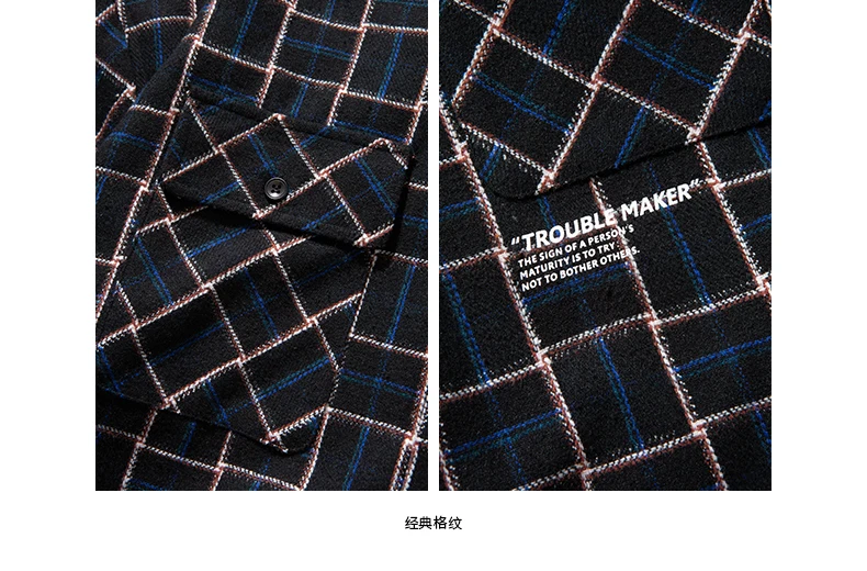 SODA WATER Men Casual Plaid Shirts Harajuku Autumn Letter Print Long Sleeve Shirt For Men Retro Loose Front Pocket Shirts 92107W