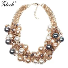 Ztech мода мульти золотые цепи крест имитация жемчуга чокер со стразами массивные ожерелья бижутерия женское платье Whoselase
