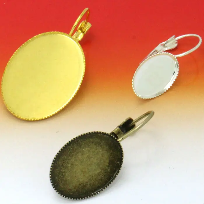 

20pcs 10*14-13*18-18*25mm Three color Stud Earring with Oval Blank base Tray DIY earring Jewelry findings