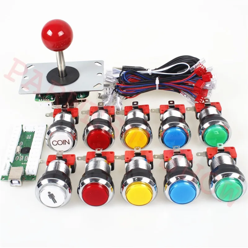 Многоцветные Аркада наборы сделай сам 1 плеер USB кодер+ 5Pin Аркада рокер+ 32 мм световая кнопка для Jamma машина комплект деталей