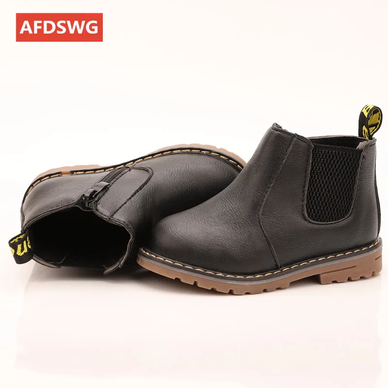 

AFDSWG children's shoes leather kid shoes children girls boots black shoes for kids boots brown tuque fille enfant gray