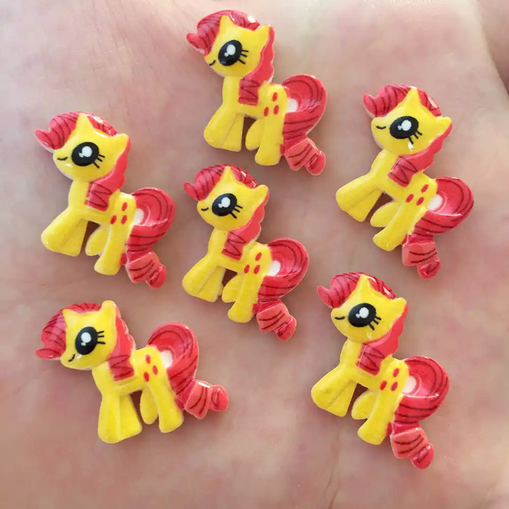 10PCS Resin Hand-paint Cute Horse Flatback Stone Child Scrapbook Buttons Crafts