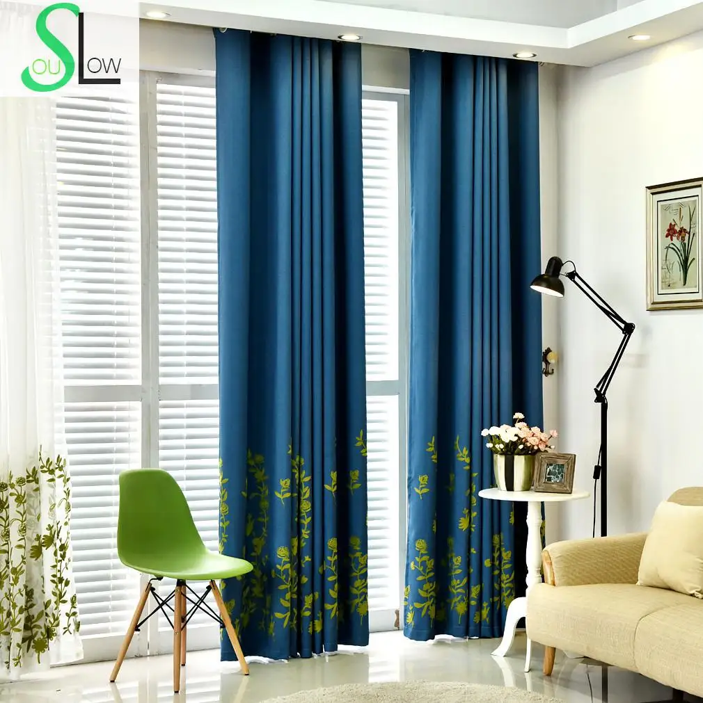 Slow Soul azul verde jardín Cortinas moderna de alto grado bordado hojas cortinas tulle para sala dormitorio persianas Slow Soul azul verde jardín Cortinas moderna de alto grado bordado hojas cortinas tulle para sala dormitorio persianas