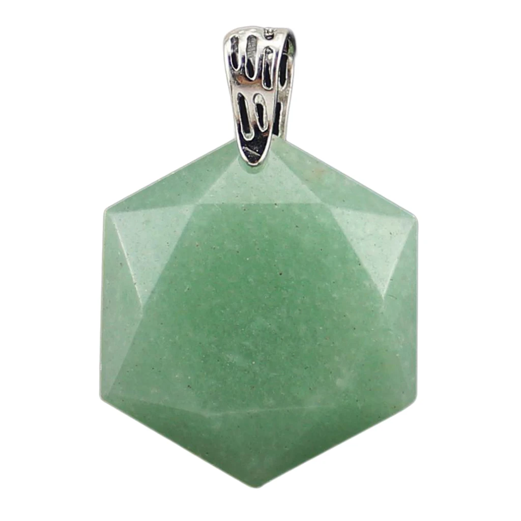 Luster Smooth Polished Crystal Jewish Star of David Hexagram Shape Stone Pendant for Necklace Pendant Metal Bail Clasp