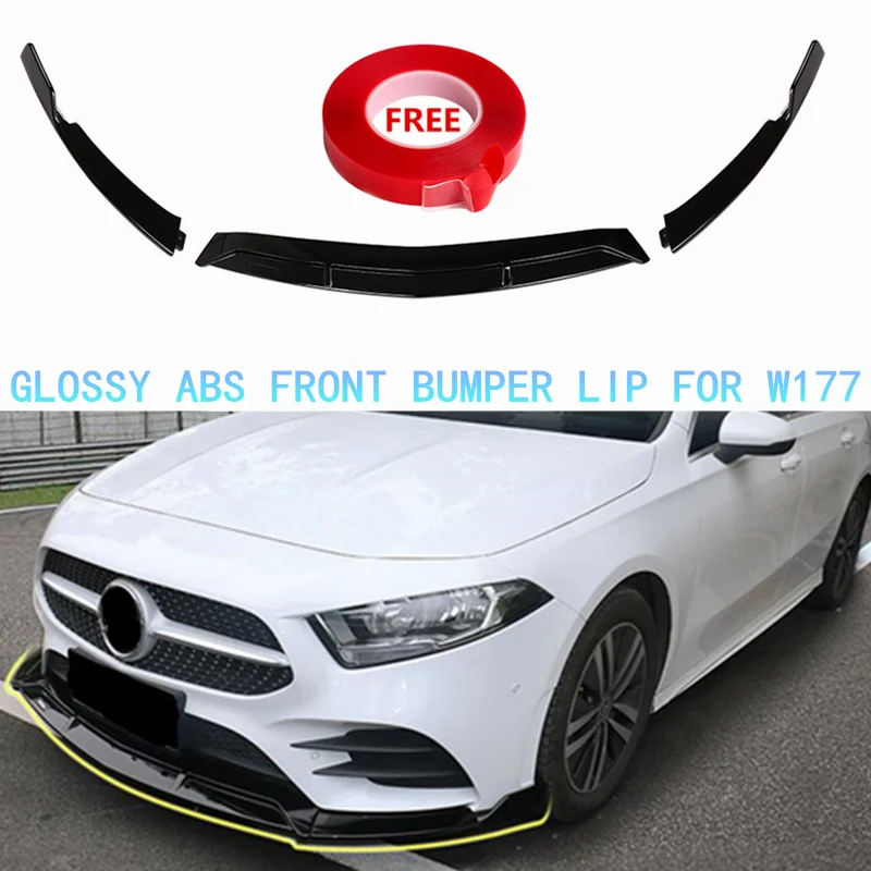 3 шт. глянцевый черный ABS передний бампер для Mercedes W177 A Class A200 A220 Sport Edition комплекты