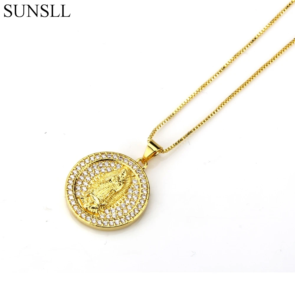 

SUNSLL Gold Color Copper White Cubic Zirconia Round Senhora Pendant Necklaces Women's Fashion Jewelry CZ Colar Feminina