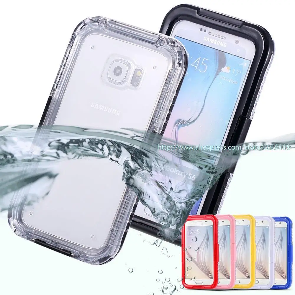 50pcs  DHL, Waterproof Swim Diving Case For Samsung Galaxy S6/ S6 Edge G9200 Clear Full Protective PC  TPU Cover Accessories