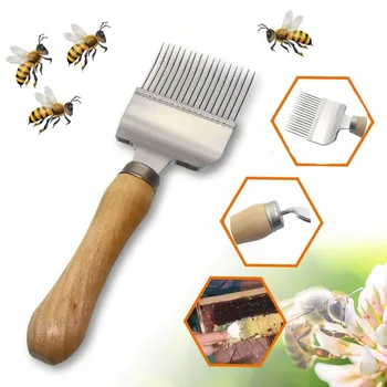 

2020 new beekeeping equipment open scraper honey honeycomb scraper wooden handle tool split bee farming tools #10